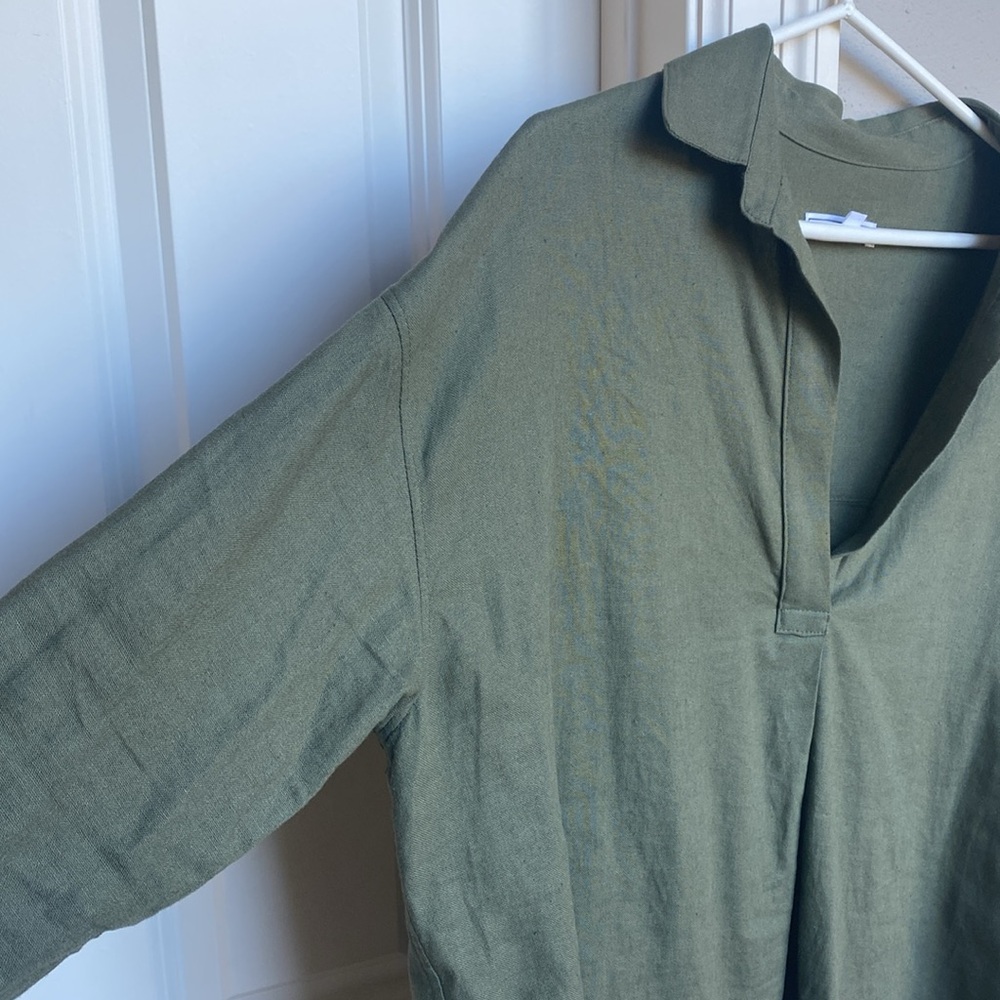 SBJ / GOOD COMPANY tunic blouse in olive green linen/rayon - Picture 9 of 9
